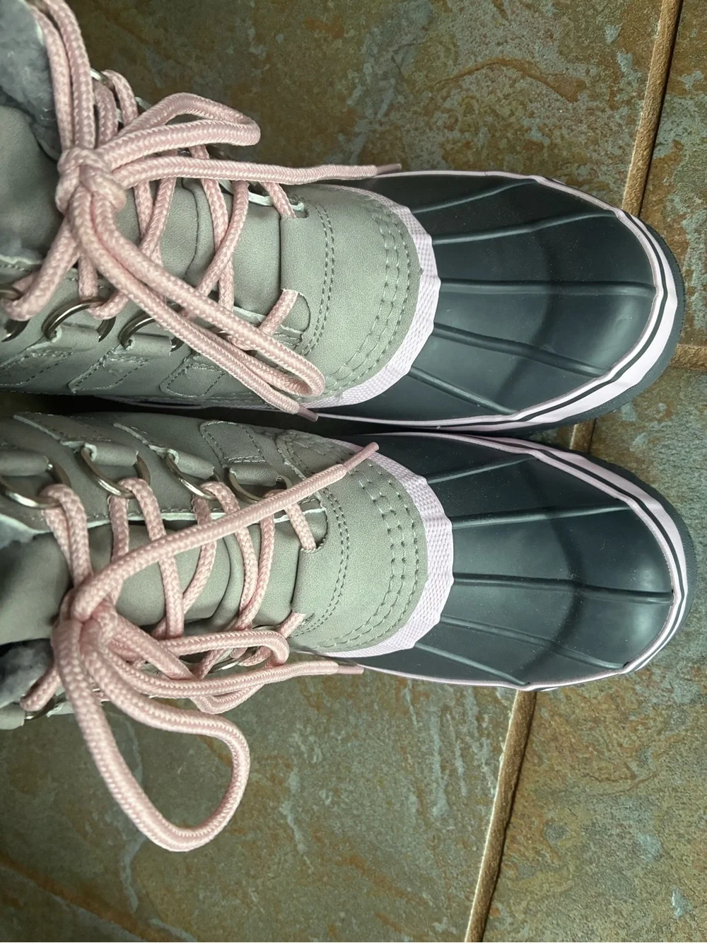 Lands' End Kids Gray and Pink Winter Boots